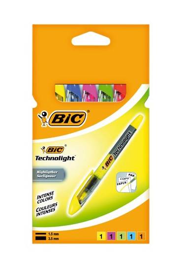 Marcador Fluorescente Bic Technolight Bolsa 5 colo