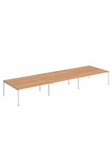 Conjunto 6 mesas rectas 180 haya aluminio arko