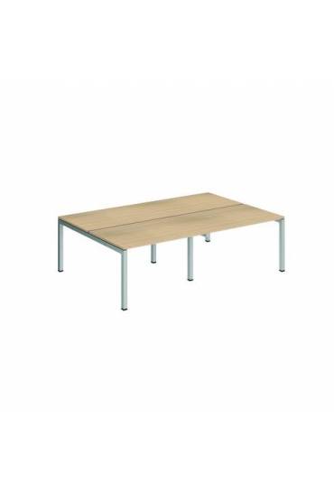 Conjunto 4 mesas rectas 120 roble aluminio arko