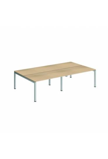 Conjunto 4 mesas rectas 140 roble aluminio arko