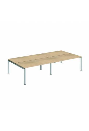 Conjunto 4 mesas rectas 160 roble aluminio arko