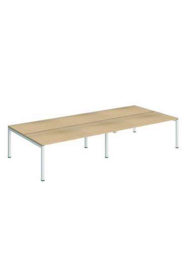 Conjunto 4 mesas rectas 180 roble blanco arko