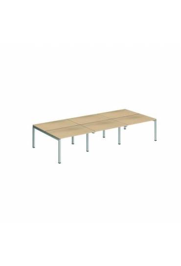 Conjunto 6 mesas rectas 120 roble aluminio arko