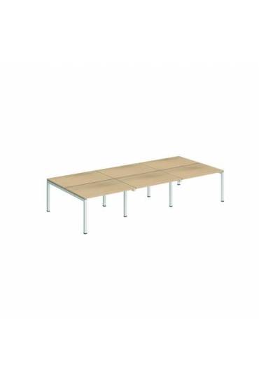 Conjunto 6 mesas rectas 120 roble blanco arko