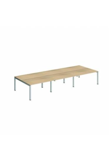 Conjunto 6 mesas rectas 140 roble aluminio arko