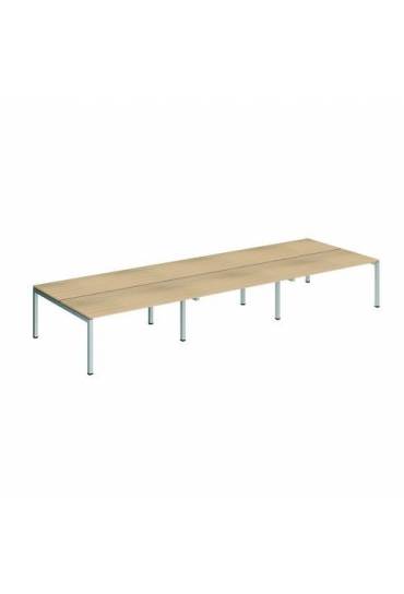 Conjunto 6 mesas rectas 160 roble aluminio arko