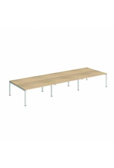 Conjunto 6 mesas rectas 160 roble blanco arko