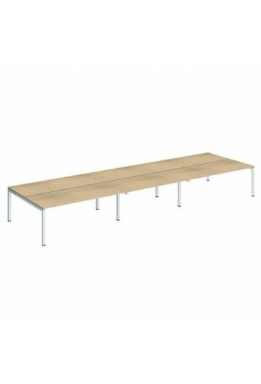 Conjunto 6 mesas rectas 180 roble blanco arko