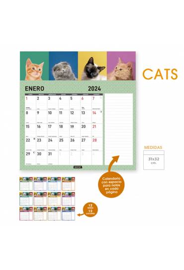 Calendario pared Senfort 31x32 gatos