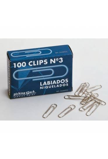 Caja 100 clips labiados niquelados nº3
