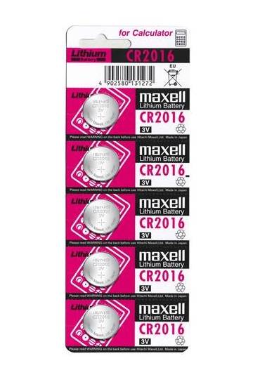 Pack 5 pilas maxell boton cr2016