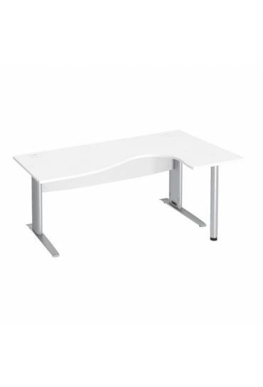 Mesa de oficina rectangular Open - Haya/aluminio - Patas fijas 