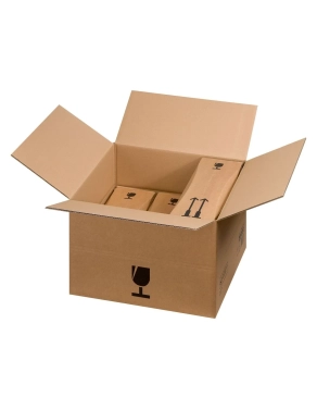 Caja cartón envio 6 botellas 75 cl