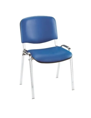 Silla conferencia vinilo negro pata cromada