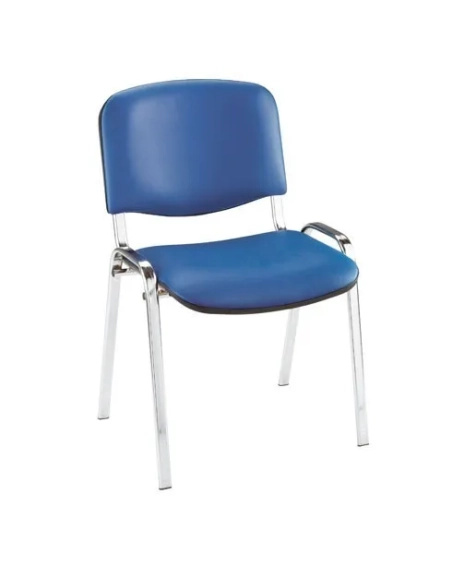 Silla conferencia vinilo negro pata cromada