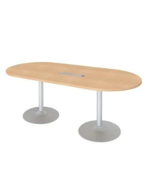 Mesa reunión ovalada blanca patas metálicas aluminio