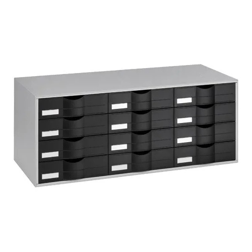 Organizador clasificador gris 12 cajones negro