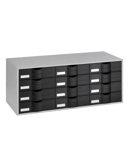 Organizador clasificador gris 12 cajones negro
