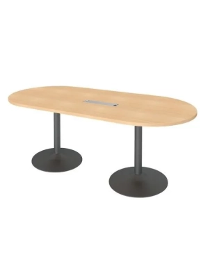 Mesa reunión ovalada haya patas metálicas antracita