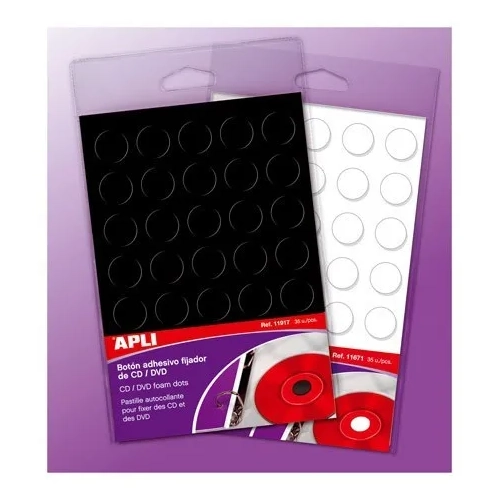 Boton adhesivo fijador CD y DVD Apli blanco