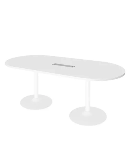 Mesa reunión ovalada blanca patas metálicas blancas
