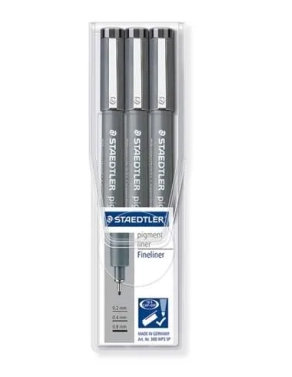 Estuche 3 rotuladores calibrados pigment liner