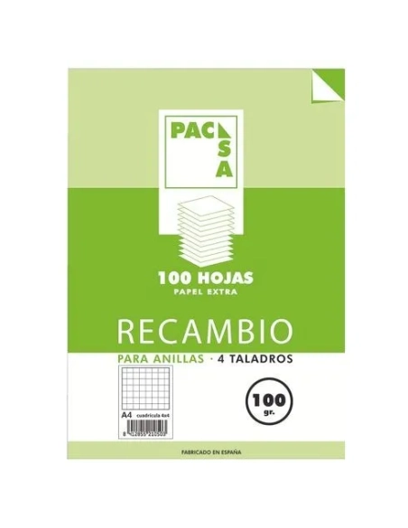 Recambio 100h cuadriculadas 4x4 100gr Pacsa