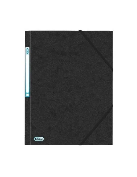 Carpeta carton A4 gomas 3 solapas negro Elba