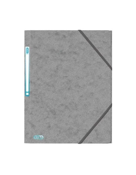 Carpeta carton A4 gomas 3 solapas gris Elba
