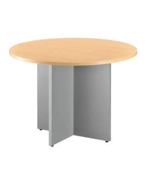 Mesa redonda 100 cm haya pata en cruz color aluminio