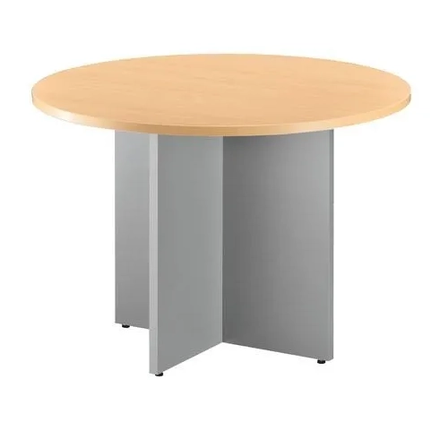 Mesa redonda 100 cm haya pata en cruz color aluminio