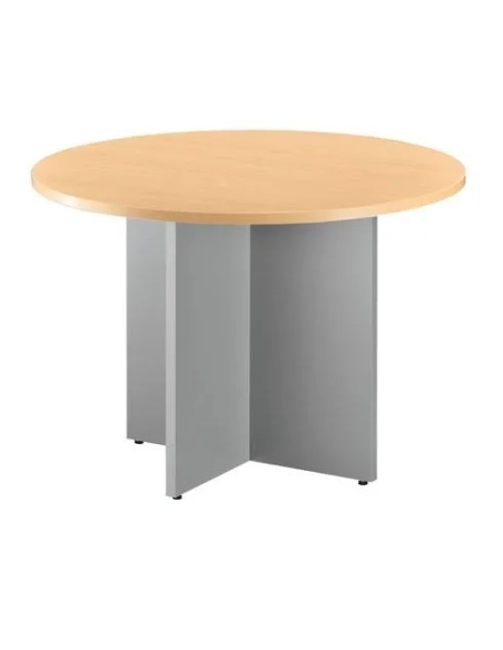 Mesa redonda 100 cm haya pata en cruz color aluminio