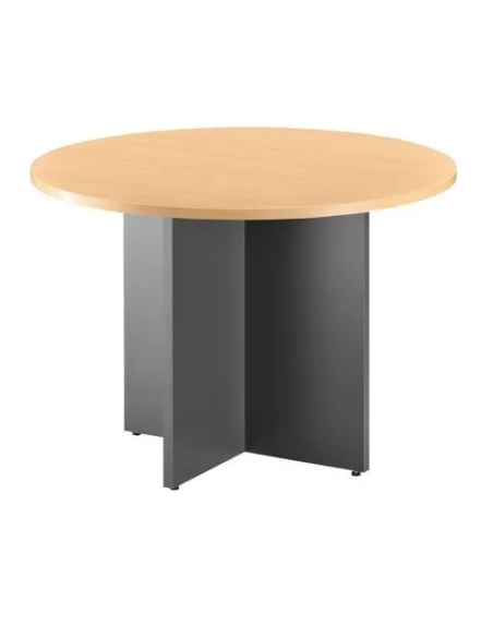 Mesa redonda 100 cm haya pata en cruz antracita