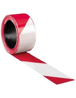 Cinta de señalización roja blanca 100m x 5cm