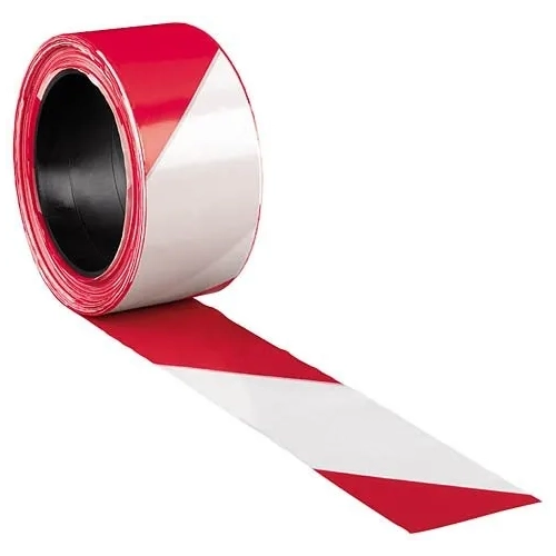 Cinta de señalización roja blanca 100m x 5cm