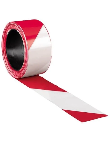 Cinta de señalización roja blanca 100m x 5cm
