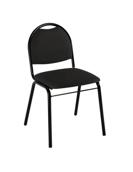 Silla visitante Volga 4 patas tubo tapizada negro