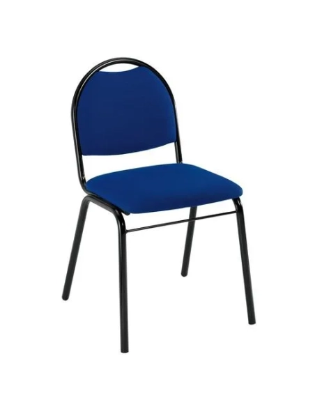 Silla visitante Volga 4 patas tubo tapizada azul