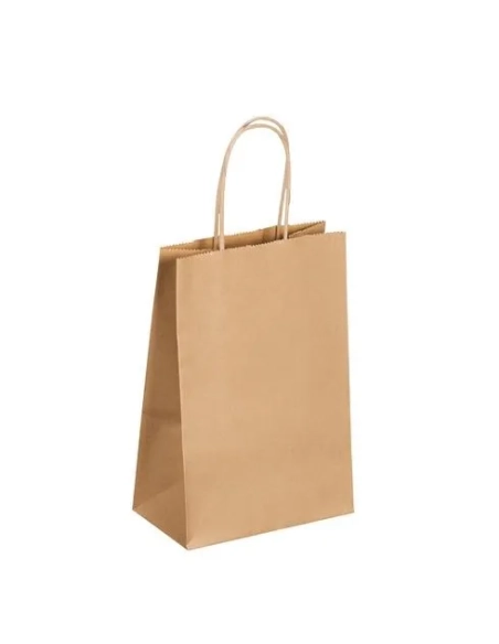 50 Bolsas kraft natural asas cordón 21 x 14 x 8 cm