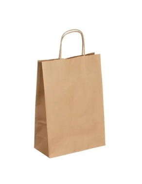 50 Bolsas kraft natural asas cordón 31 x 22 x 10 cm