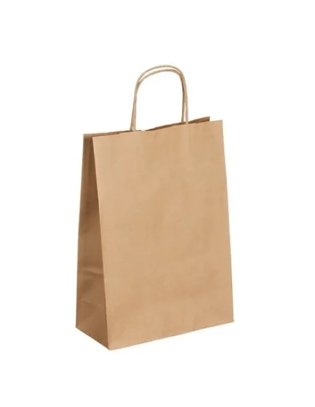 50 Bolsas kraft natural asas cordón 31 x 22 x 10 cm