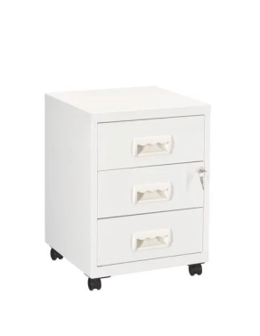 Cajonera metalica con ruedas budget 3 cajones blanco