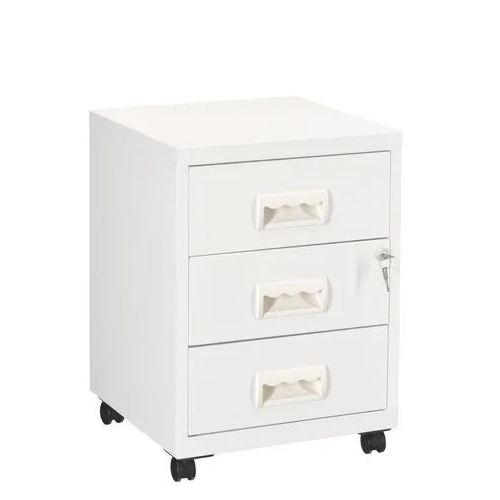 Cajonera metalica con ruedas budget 3 cajones blanco