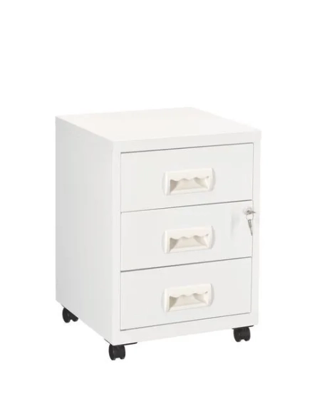 Cajonera metalica con ruedas budget 3 cajones blanco