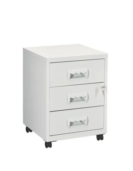 Cajonera metalica con ruedas budget 3 cajones gris