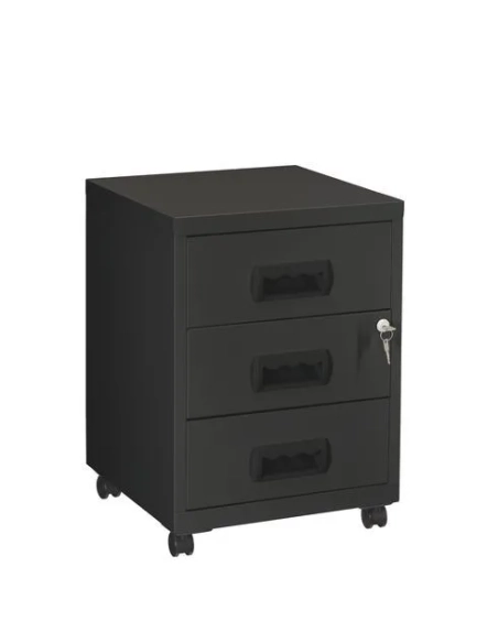 Cajonera metalica con ruedas budget 3 cajones negro