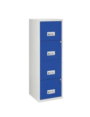 Archivador metalico Budget 4 cajones carpetas colgantes gris/azul