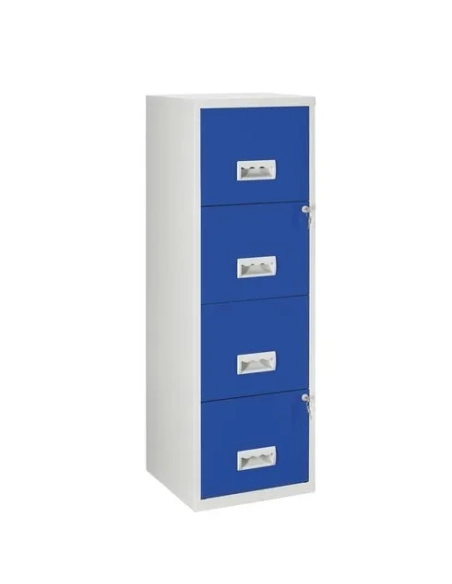 Archivador metalico Budget 4 cajones carpetas colgantes gris/azul