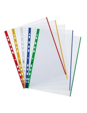 Fundas multitaladro 100 unidades A4 bordes colores