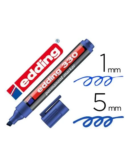 Marcador Edding 330 punta bisel azul